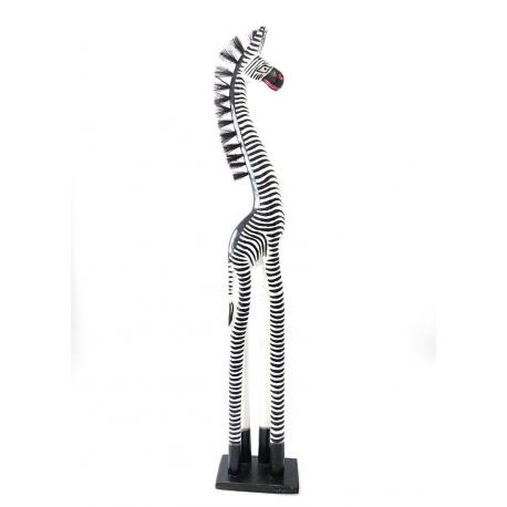 Statue Zèbre debout 100cm création artisanale en bois.