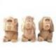 Les 3 singes de la sagesse XL. Statues en bois brut 20cm