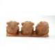 Statuettes 3 singes de la sagesse en bois brut 19cm