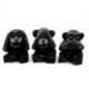 Les 3 singes "secret du bonheur". Statuettes en bois noir 10cm