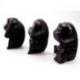 Les 3 singes "secret du bonheur". Statuettes en bois noir 10cm