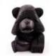 Les 3 singes "secret du bonheur". Statuettes en bois noir 10cm