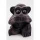 Les 3 singes "secret du bonheur". Statuettes en bois noir 10cm