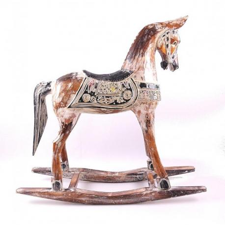 Cheval à bascule en bois 60cm | Statue rétro vintage