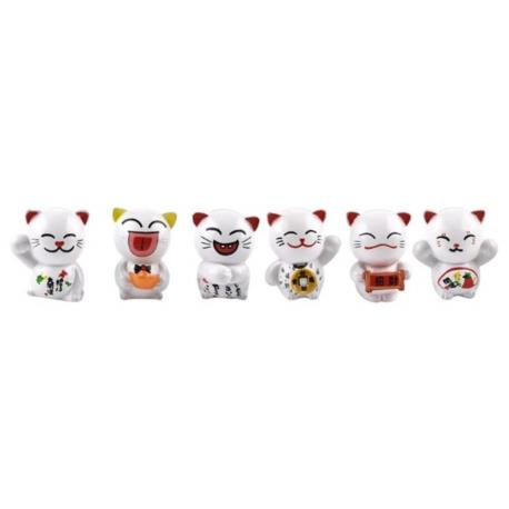 Lucky cats - Lot de 6 chats Maneki Neko - Porte-bonheur