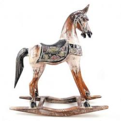 Cheval à bascule en bois 45cm décoration vintage.