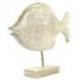 Grand poisson décoratif en bois blanchi patiné 50cm - Déco marine