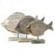 Grande statue Poisson en bois patiné 50cm ambiance bord de mer