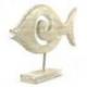 Grand poisson décoratif en bois patiné blanchi 50cm motif spirale
