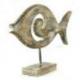 Grande statue Poisson à poser en bois patiné 40x50cm motif spirale