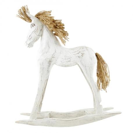 Cheval à bascule en bois 40cm - Finition blanc cérusé