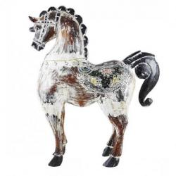 Grande Statue Cheval en Bois style Vintage 63cm