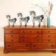 Grande Statue Cheval en Bois style Vintage 63cm