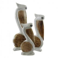 Les 3 Pélicans en bois 30/40/50cm - Décoration marine