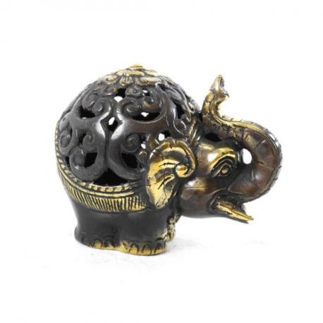 Statuette éléphant trompe en l'air en laiton 10cm