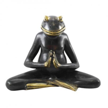 Statuette Grenouille Yogi en position du Lotus en laiton 15cm