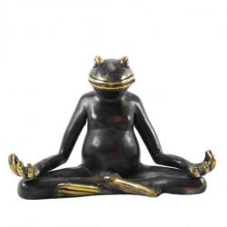 Statuette Grenouille Yogi en position de méditation en laiton 15cm