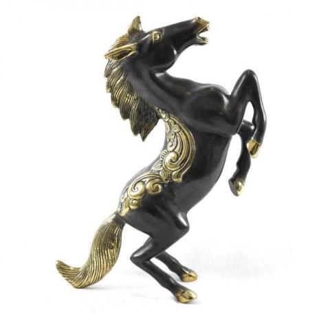 Grande statue de cheval cabré en laiton 35cm
