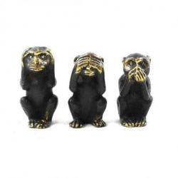 Statuettes Déco les 3 Singes de la Sagesse en laiton 6.5cm