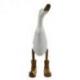 Grand canard décoratif blanc brillant en bois 35cm