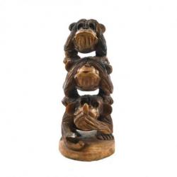 Les 3 singes de la sagesse 40cm - Statue en bois format XL