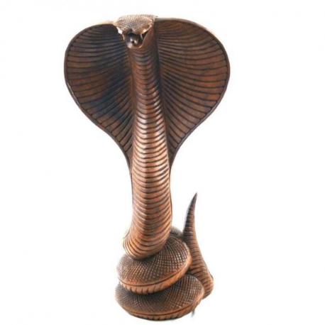 Grande Statue Serpent / Cobra 50cm en bois sculpté