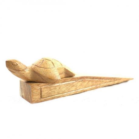 Cale-porte tortue en bois sculpté à la main