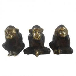 Statuettes "les 3 Singes de la Sagesse" en laiton 5cm