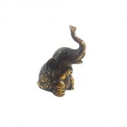 Statuette éléphant trompe en l'air en laiton 5,50cm