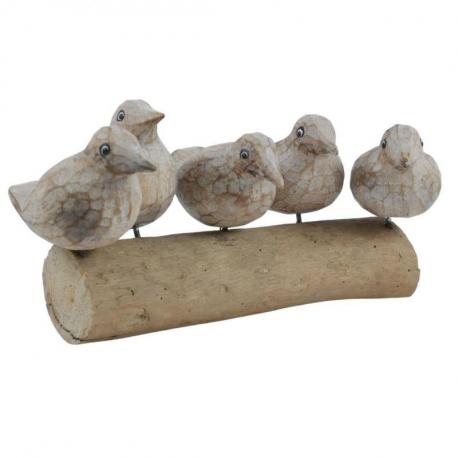 Oiseaux en Bois sur Branche de Bois flotté - Artisanat de Bali