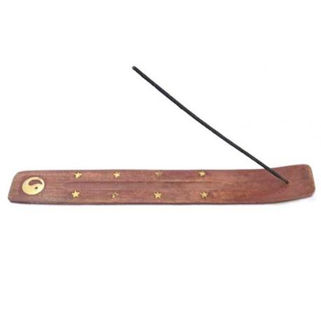 Porte-encens en bois motif Yin Yang - Pour bâtons