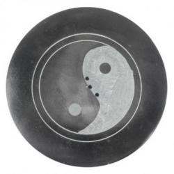 Porte-encens rond noir et blanc en Pierre à savon - Symbole Yin Yang