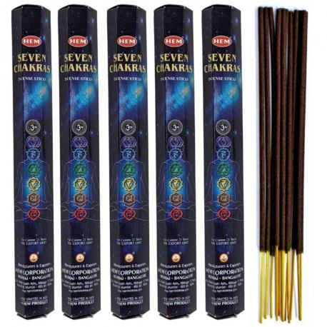 Encens Seven Chakras, coffret de 5 boîtes, 105 bâtons parfumés | HEM