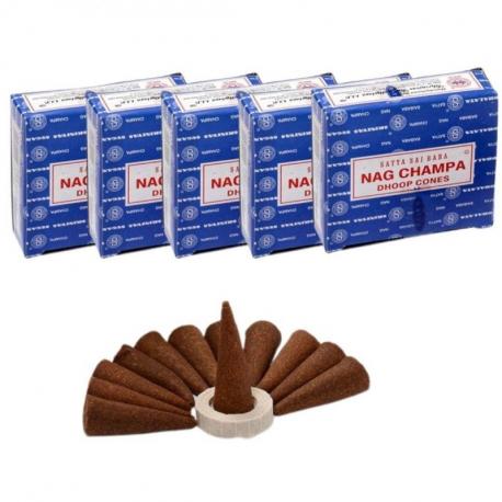 Encens Nag Champa. Lot de 5 boîtes de 12 cônes | Satya Sai Baba