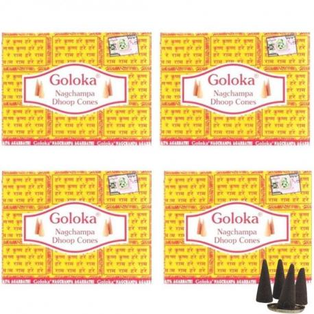 Encens Indien Nag Champa - 4 boîtes de 10 cônes | Goloka