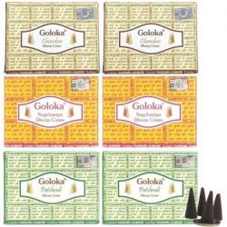 Assortiment d'encens "Top 3 Goloka" 60 cônes / 3 parfums : Patchouli, Santal et Nag Champa