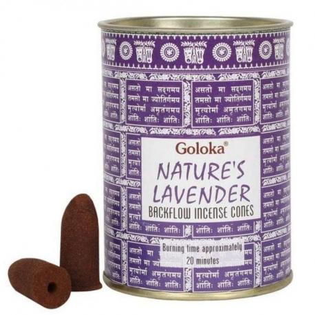 Boîte de 24 cônes d'encens Backflow Goloka Lavande - Encens indien naturel Boîte de 24 cônes d'encens Backflow Goloka Lavande - Encens indien naturel