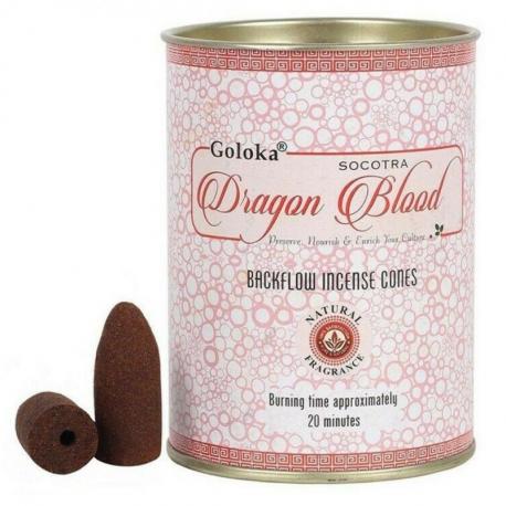 Boîte de 24 cônes d'encens Backflow Goloka Sang de Dragon - Encens indien naturel Boîte de 24 cônes d'encens Backflow Goloka Sang de Dragon - Encens indien naturel