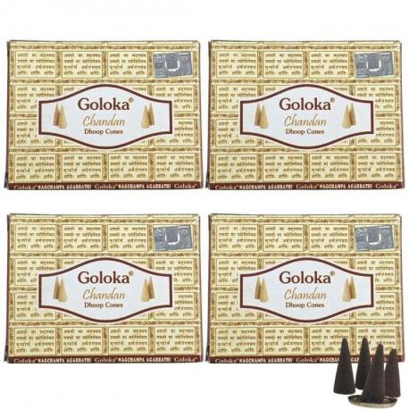 Encens Indien Bois de Santal - 4 boîtes de 10 cônes | Goloka
