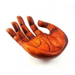 Vide-poche original forme Main en bois 30cm.