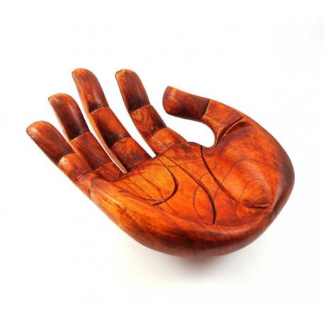Vide-poche original forme Main en bois 30cm.