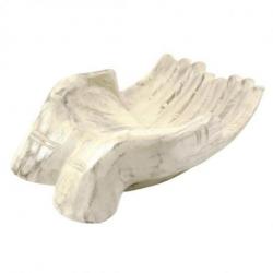 Grand vide-poche forme Mains en bois massif teinte blanc cérusé