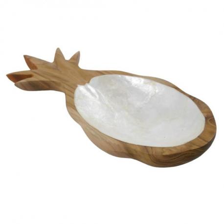 Vide-poche Bohème forme Ananas en Teck et marqueterie de Nacre