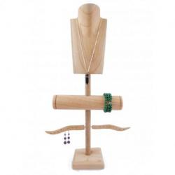 Présentoir à Bijoux pour colliers, boucles, bracelets et montres - bois massif brut