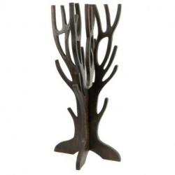 Arbre à Bijoux pour colliers, bracelets, montres - bois massif teinté marron chocolat