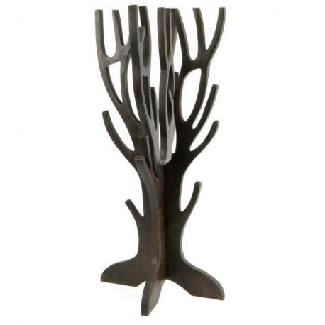 Arbre à Bijoux pour colliers, bracelets, montres - bois massif teinté marron chocolat