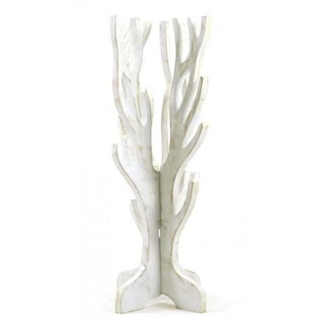 Arbre à Bijoux pour colliers, bracelets, montres - bois massif  finition blanc cérusé
