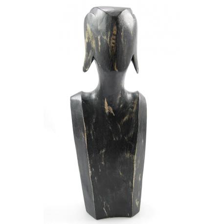 Buste présentoir pour colliers et boucles d'oreilles en bois finition "noir vintage"