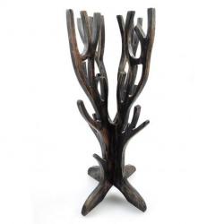 Arbre à bijoux et rangement en bois finition noir vieilli