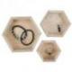 Set de 3 plateaux de présentation pour bijoux - Présentoirs hexagonaux gigognes en bois brut